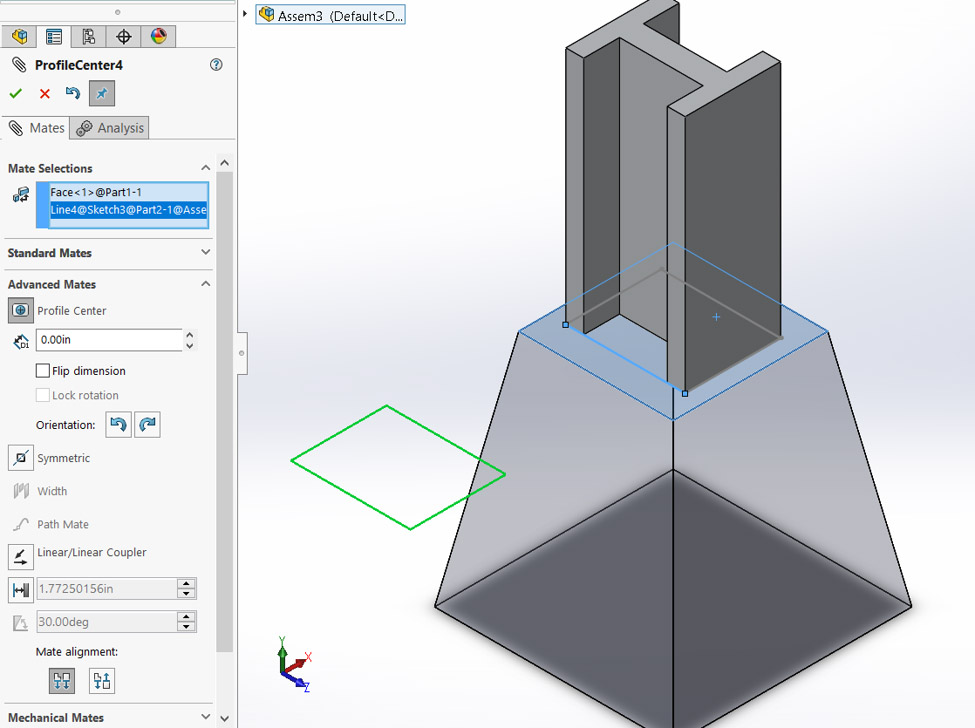 نحوه انتخاب های قید پیشرفته Profile Center در Solidworks